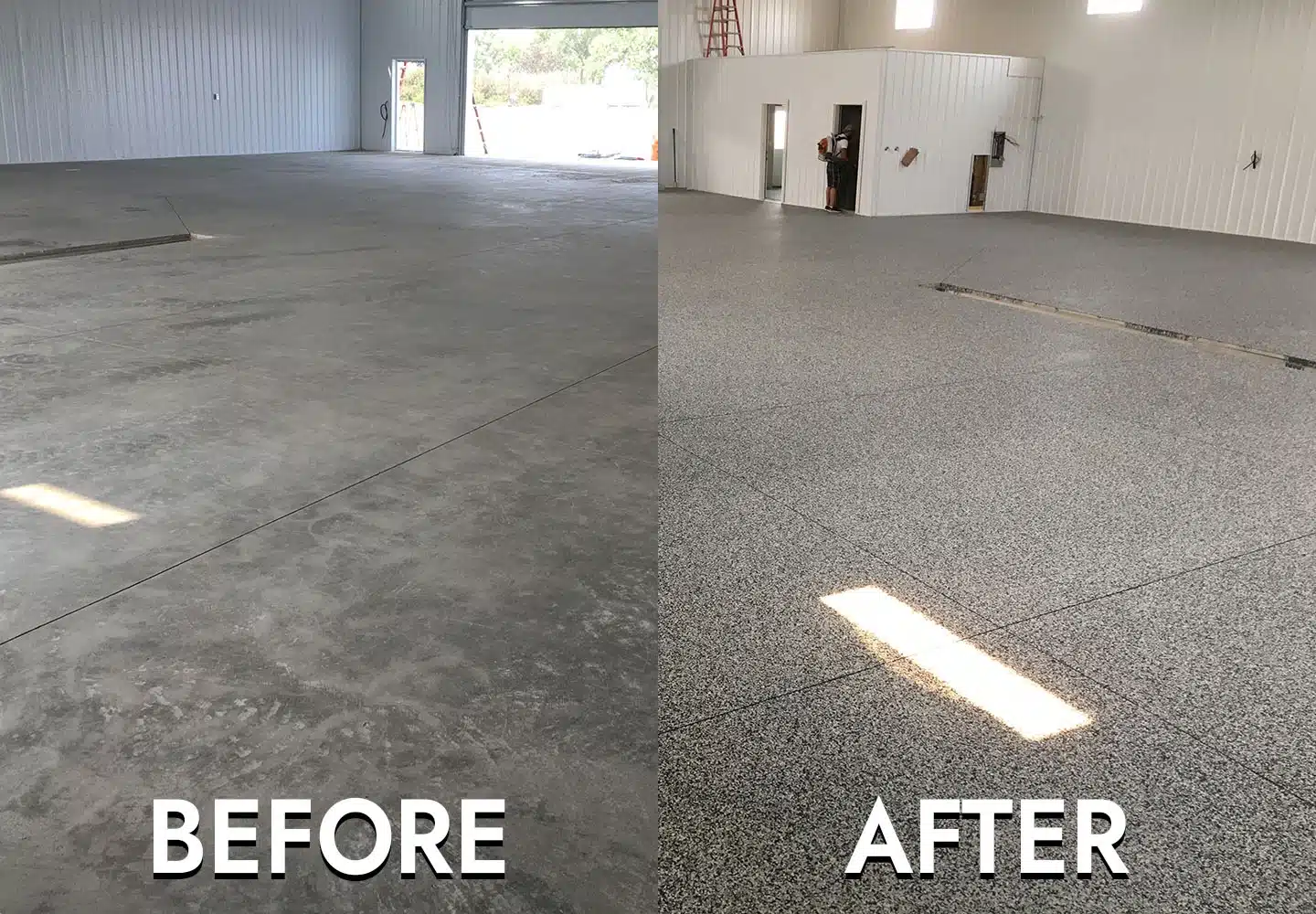 Before and after epoxy floors