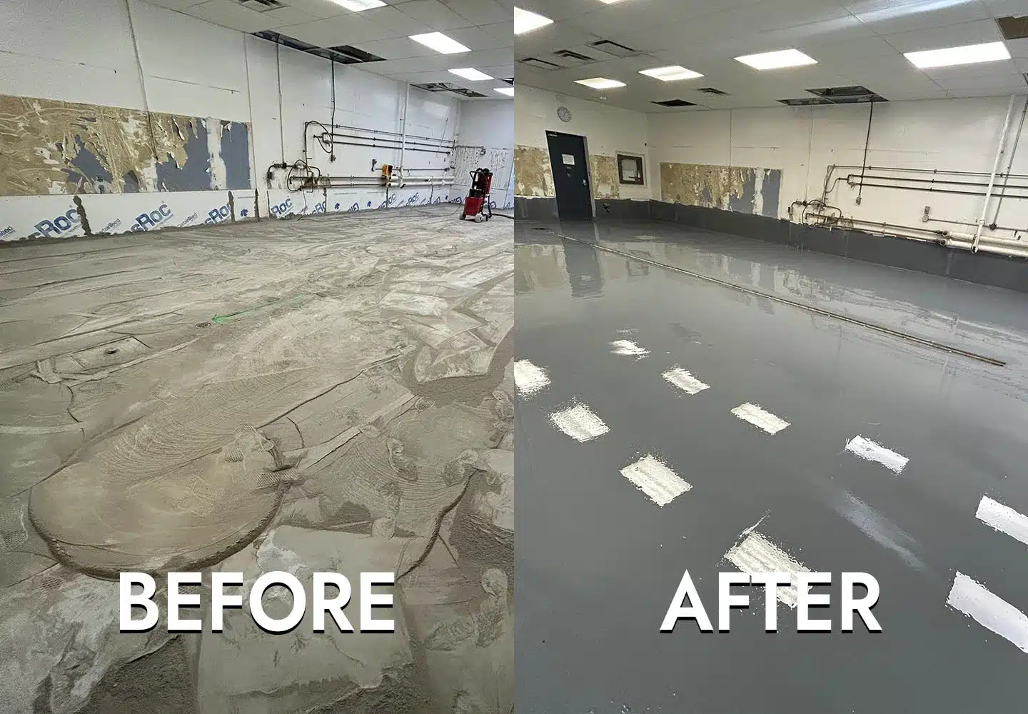 Epoxy floor before and after
